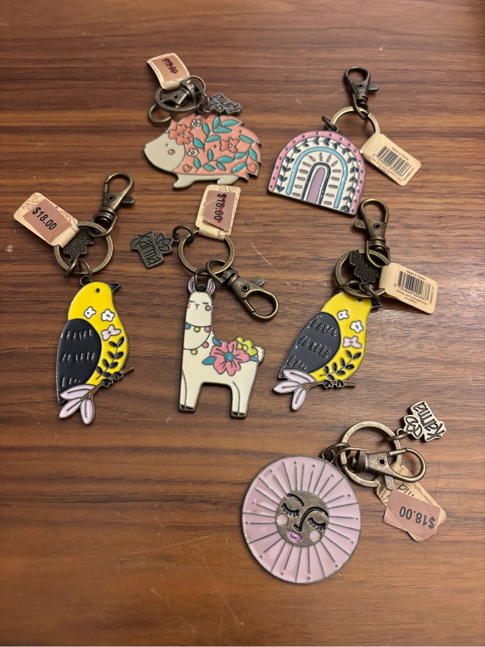 Set of 6 NWT Karma keychains